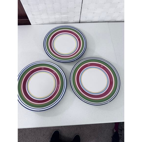 "Pottery Barn" Espadrille Stripes 3- Striped Plates SOLD SEPARATELY! 11" Approx. - Picture 5 of 7